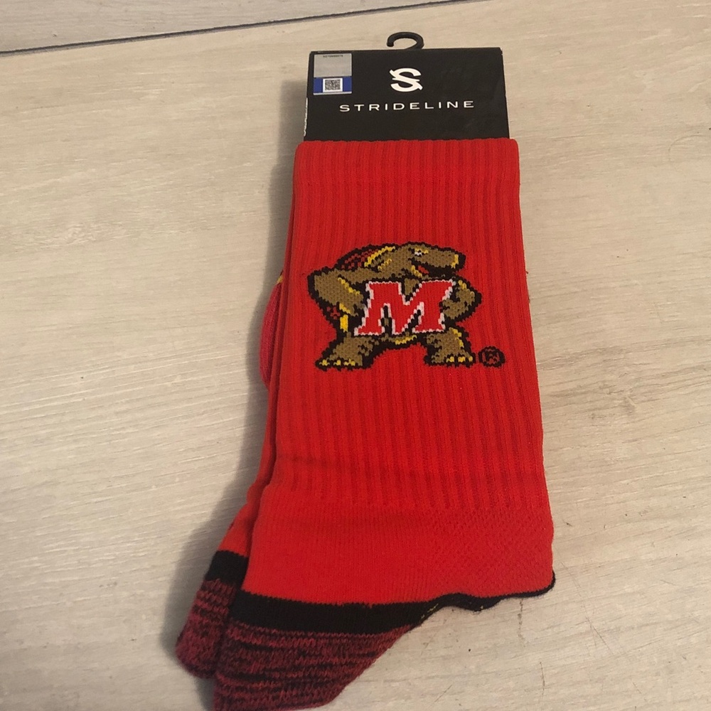 Maryland Terrapins Strideline Brand Crew Socks - Fear The Turtle NCAA Authentic
